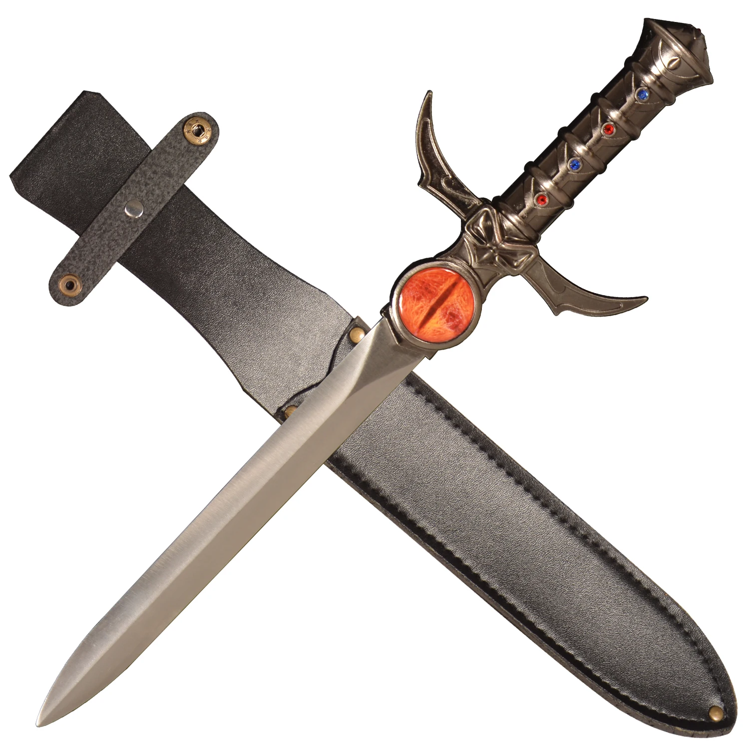 Espada de Anime Hecha a Mano de 16.14 Pulgadas, Espada Real, Ojo de Thundera, Réplica de la Espada de Thundercats, Espada Decorativa de Acero Inoxidable con Funda de Cuero, No Afilada