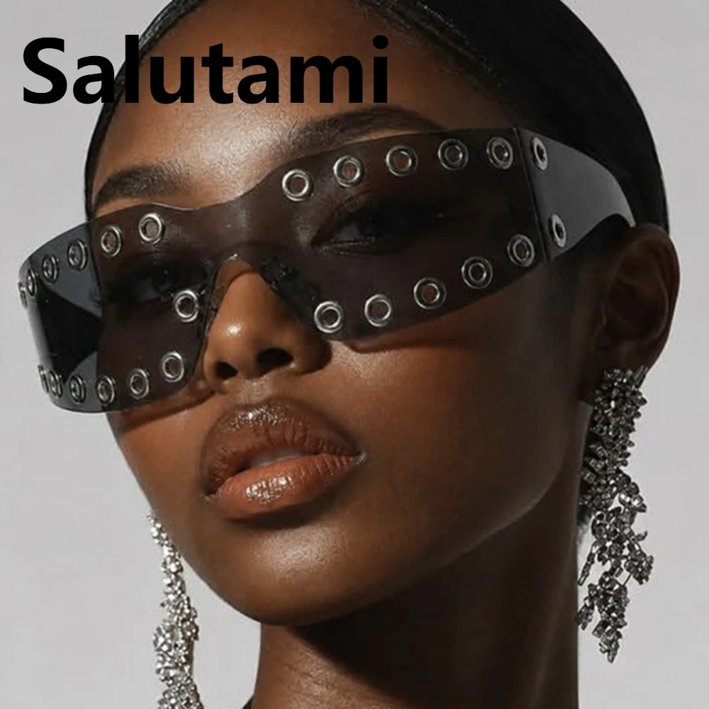 2026 New Fashion Dark Punk One-Piece Hollow Exaggerated Sunglasses Unisex Party Cyber Shades Performance Sun Glasses Shades