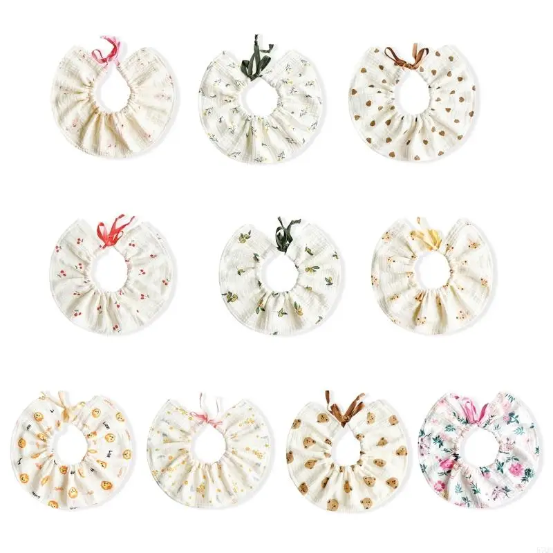 57QE 360° Rotate Cotton Baby Bibs Newborn Muslin Bibs for Teething & Drooling Unisex Baby Bibs for Toddlers Adjustable Bibs