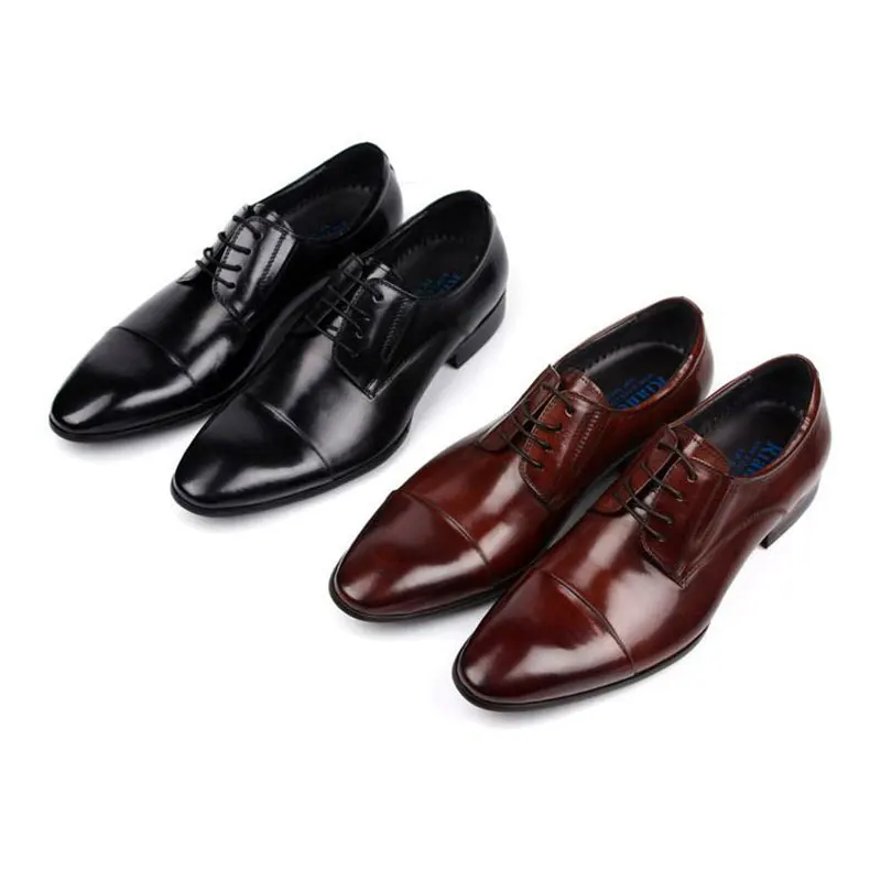 2025 cross-border new men's pointed business formal casual high-quality leather shoes European version lace up wedding shoes