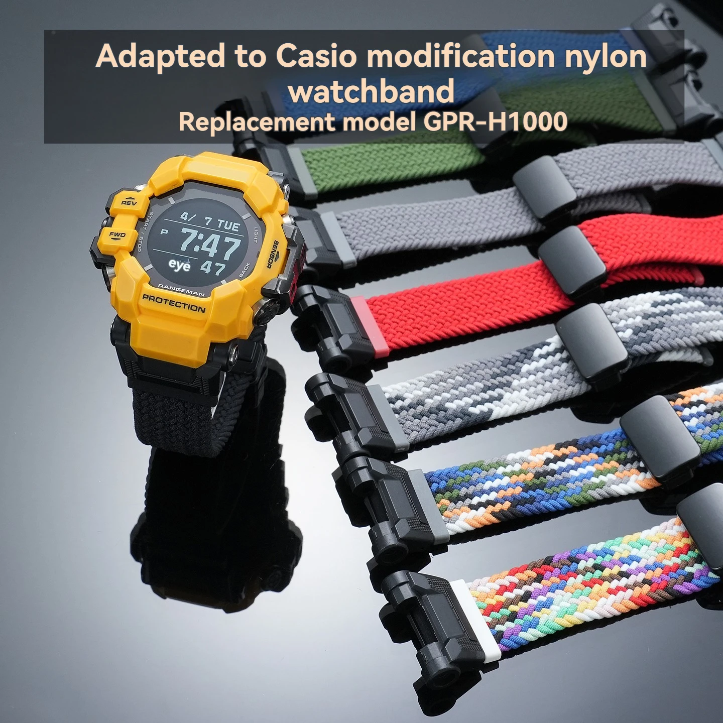 Breathable Soft Sport Nylon Canvas Watch Strap Fits G-SHOCK GPR-H1000 Module 3554 Rangeman 3rd Gen Replacement Wristband