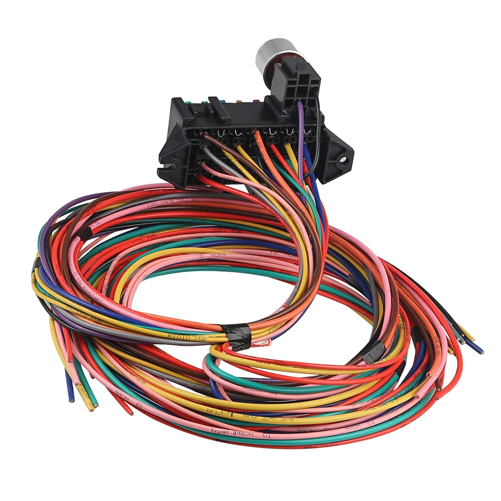 14 Circuit Wiring Harness Kit Car Modification Circuit 14 Fuse For Chevy Ford Chrysler Mopar Muscle Car Electrical Wire Harness