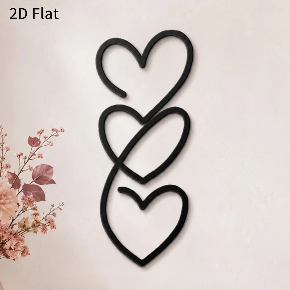 CIFBUY Intertwined Connected Hearts Metal Wall Art Continuous Line Heart Iron Wall Hanging Decor Romantic Home Wall Sign