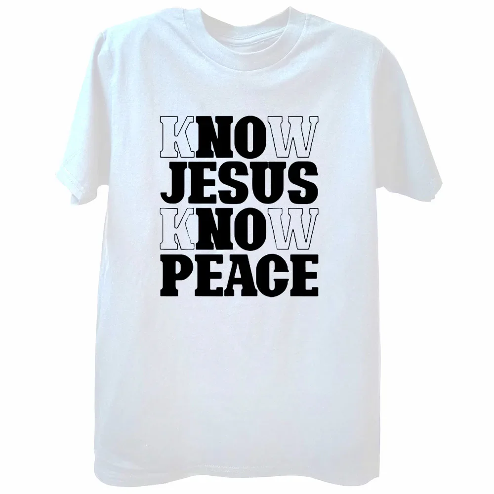 Know Jasos Know Peace Religion God Christian Gifts T-shirt Faith Prayer Streetwear Short Sleeve Savior Tops Tees Men Clothing