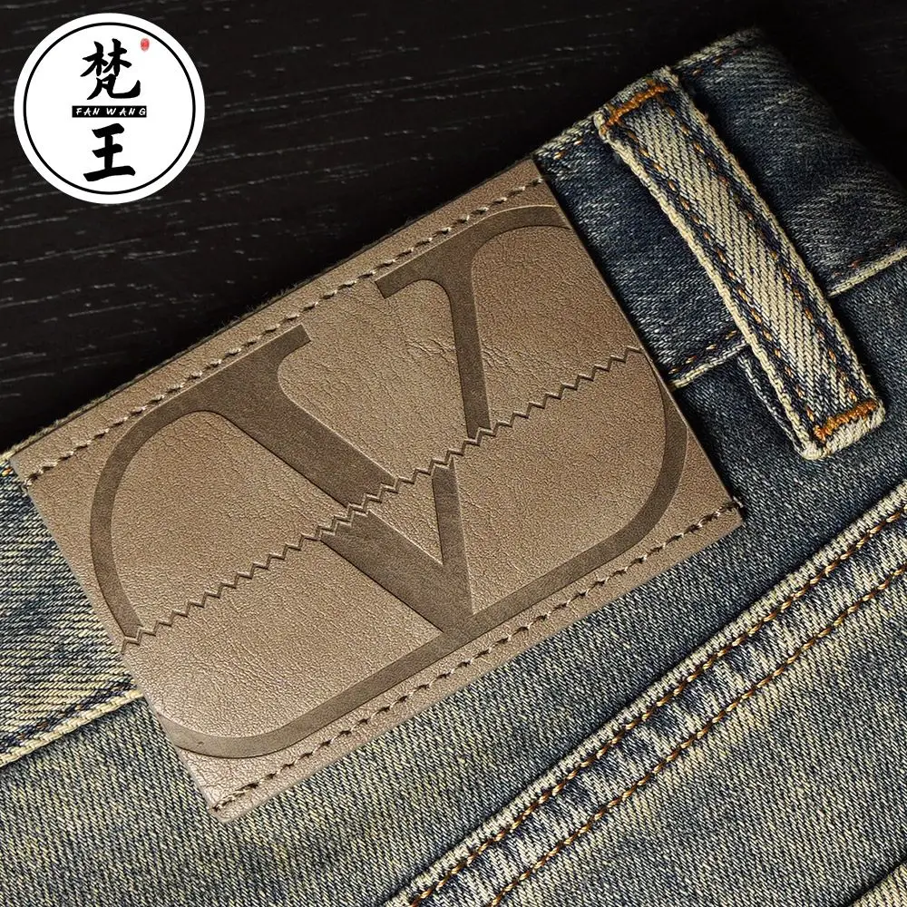 Summer thin jeans men's retro blue trend slim fit small straight trousers versatile