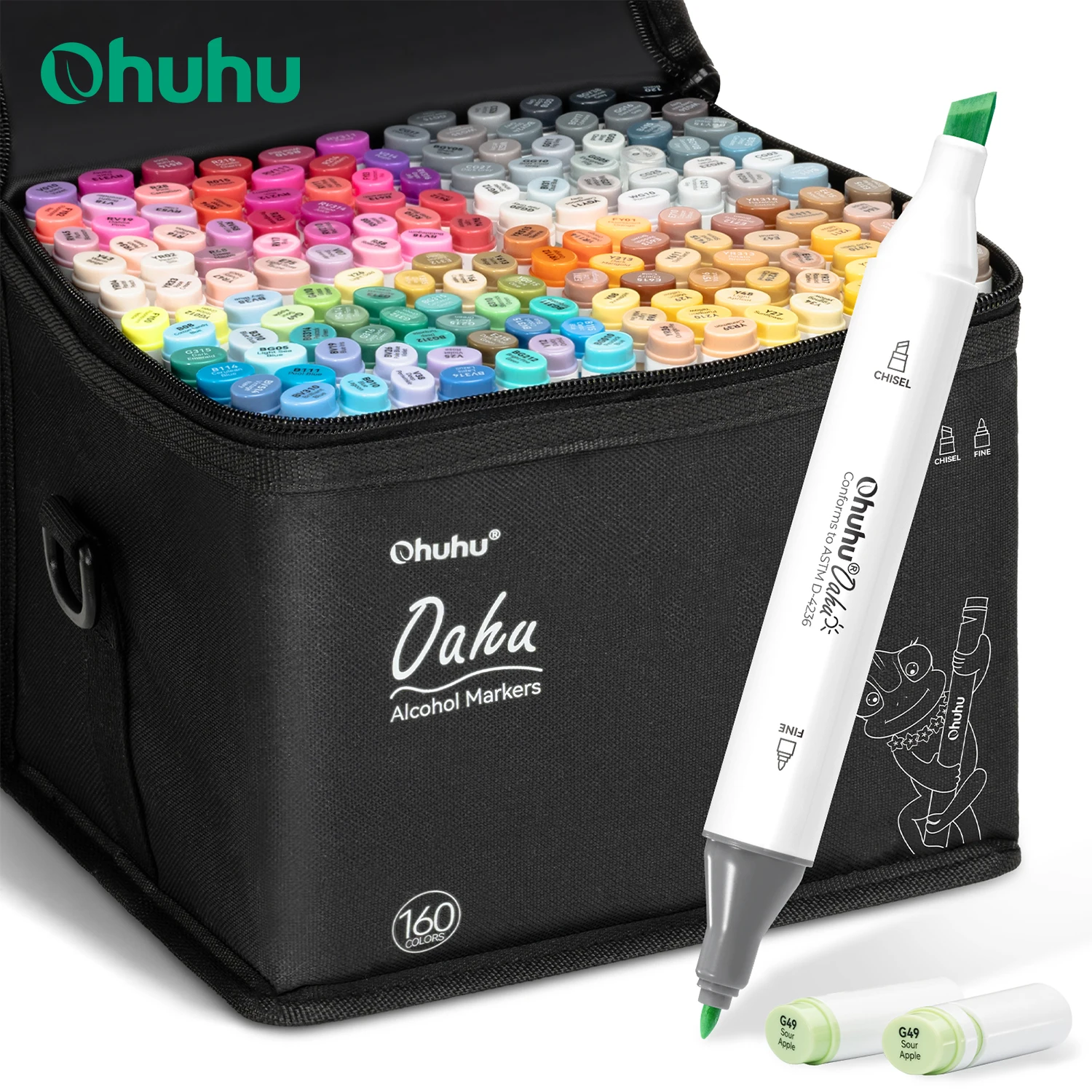 

Ohuhu Oahu 160 Colors Marker Pen Set Alcohol Art Markers Dual Tips Felt Pen Sketching Drawing Graffiti Manga School Art Supplies