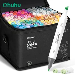 Ohuhu Oahu 160 Colors Marker Pen Set Alcohol Art Markers Dual Tips Felt Pen Sketching Drawing Graffiti Manga School Art Supplies