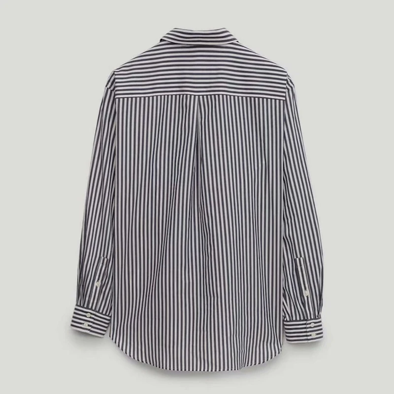 

MV&MD Spring Autumn Long Sve Women's irt Casual Striped Pure Cotton Gauze Ladies Top Button down Office Sle Straight Fit