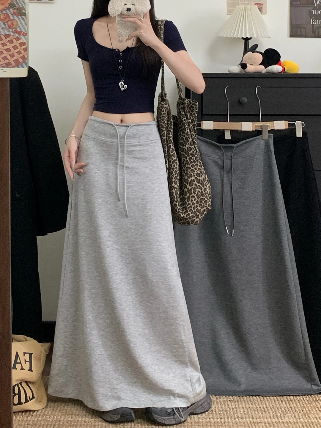 

Casual Versatile Straight A-Line Split Skirt Women's Autumn 2025 Simple Sexy Dstring Slimming Long Skirt