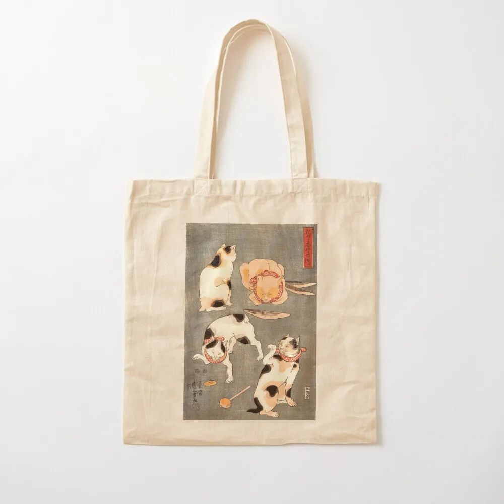 

Japanese Tattoo Flash Woodblock Print Cats Tote Bag tote bag men large size bags sac pour femme Canvas Tote Bag