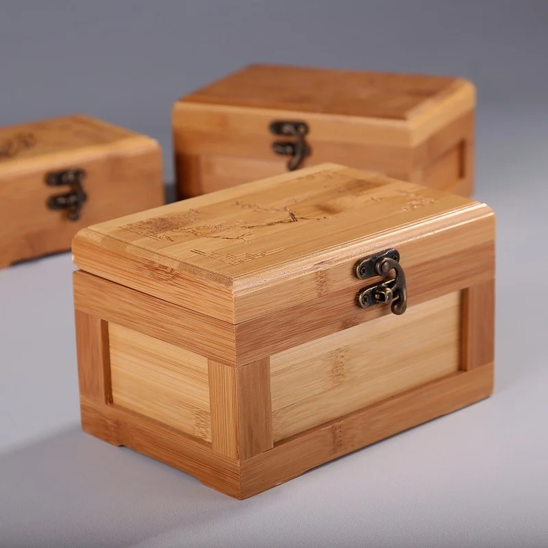 Bamboo Craft Princess Korean Bamboo Jewelry Box Wooden Jewelry Storage Box Small Collection Box Gift Box WF