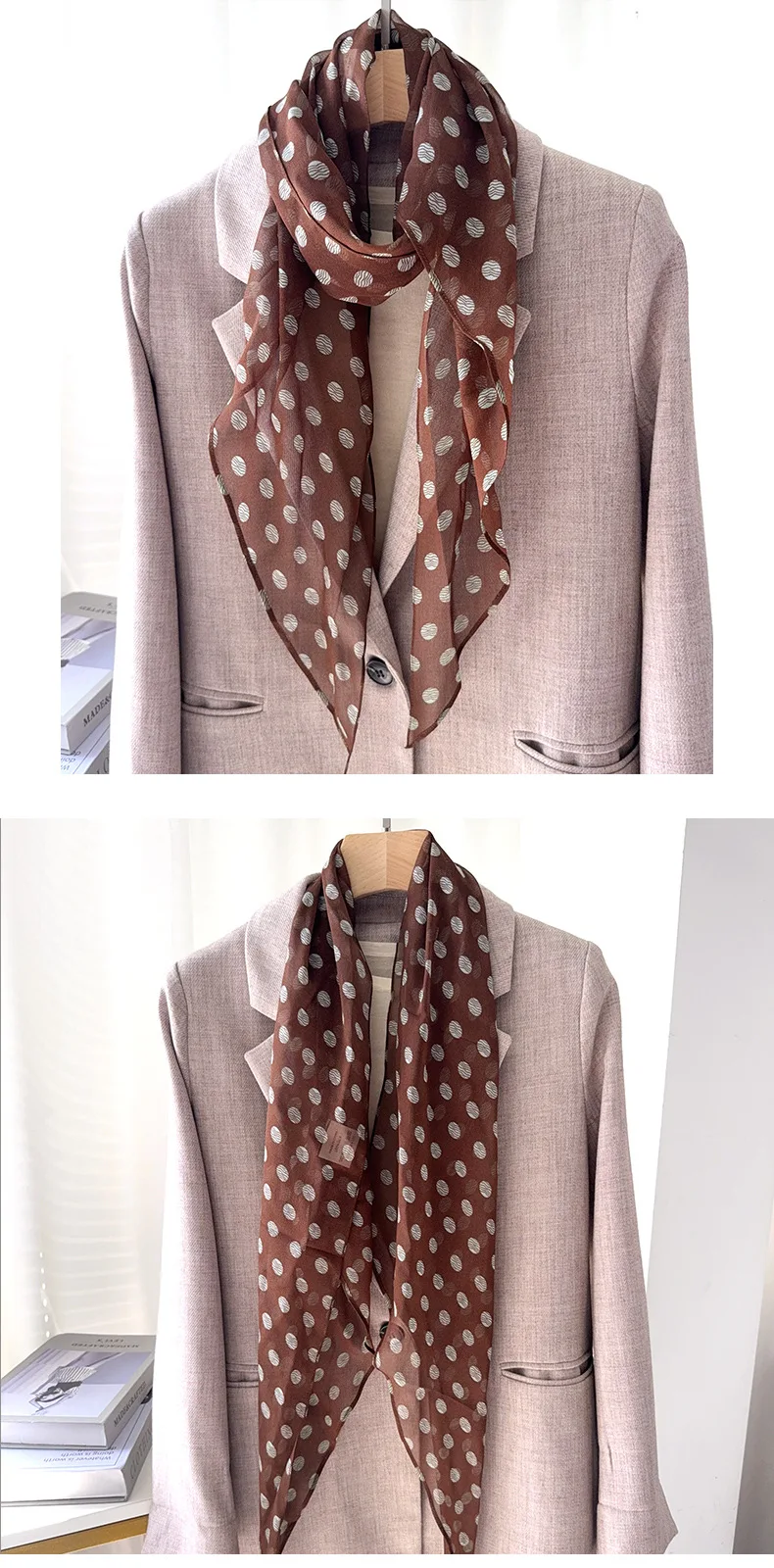 

Silk ribbon, light luxury long silk scarf, hair band, simple and high-end floating collar scarf