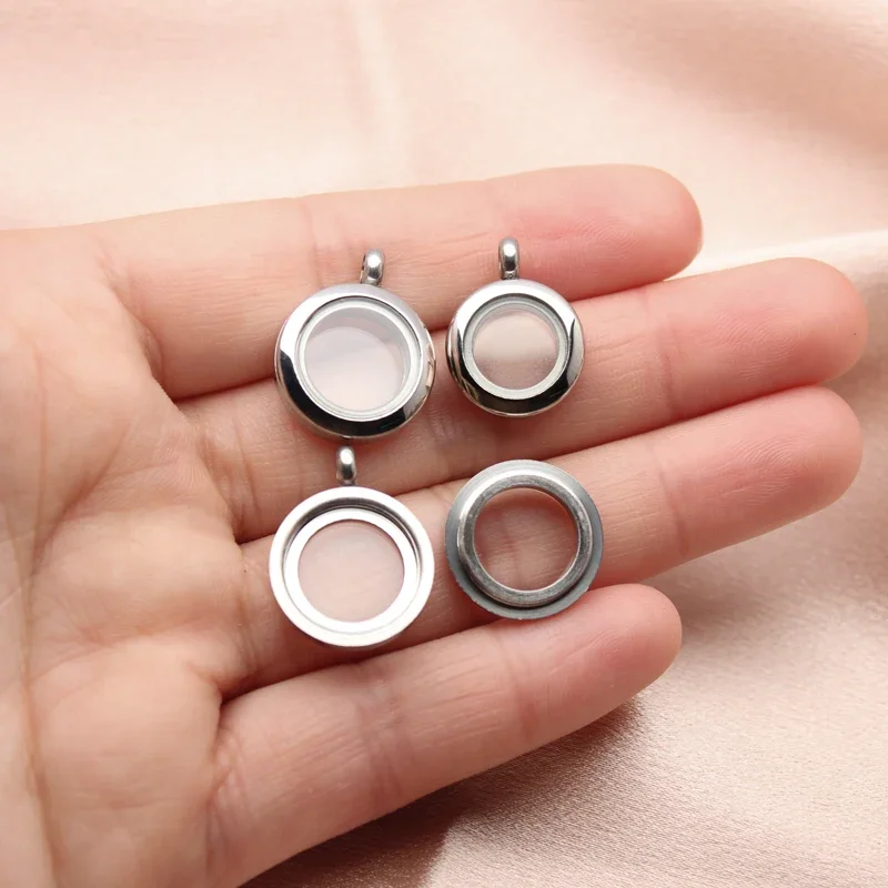 15mm 17mm Floating Locket pendant Earrings Stainless Steel Glass Locket Dangles twist earrings Fit For jewelrys making