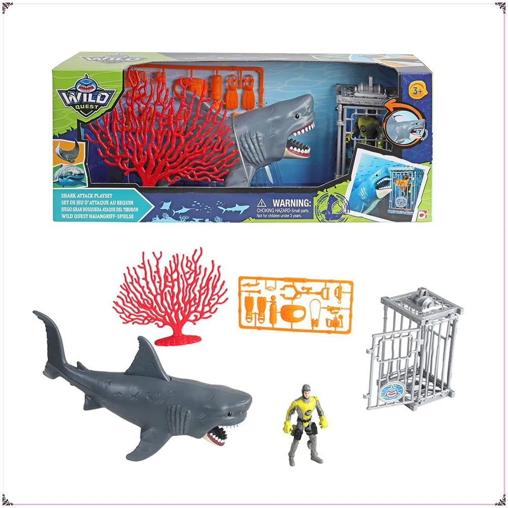 

Deep Sea Exploration Series Great White Shark Prevention Cage Action Toy Figures Ornament Model Decoration Kids Hobbies Gifts