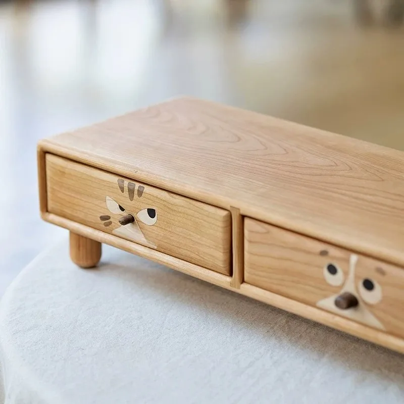 For Cat and Dog Double Full Monitor Heightening Rack/solid Wood Porch Storage Box Computer Holder Desk Keyboard Finishing Rack
