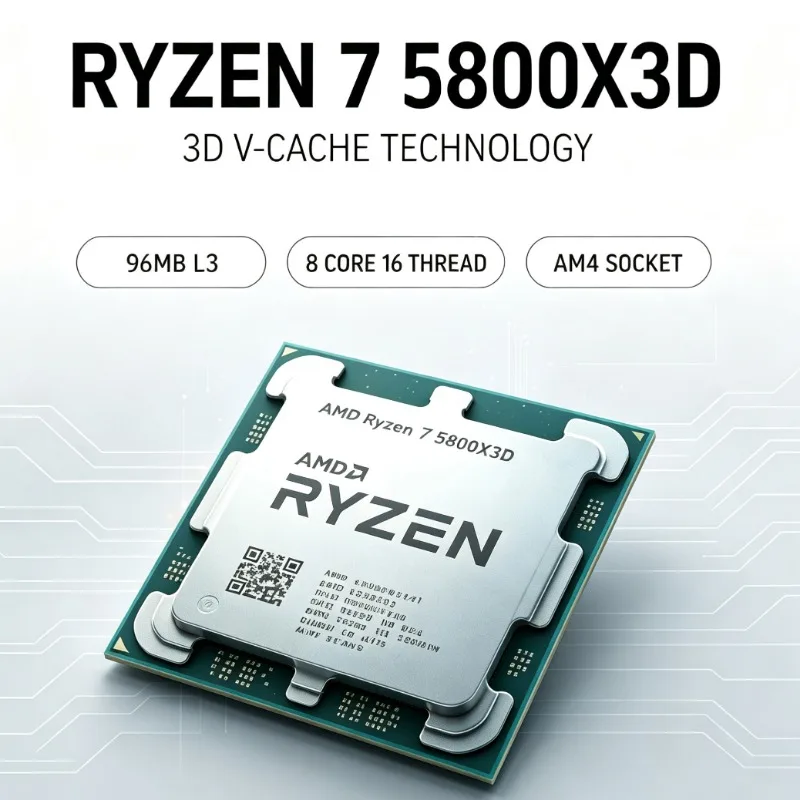 Ryzen 7 5800X3D Gaming Processor AM4 8-Core 16-Thread 5GHz 96MB Cache DDR4 Desktop CPU Loose Piece Without Coole
