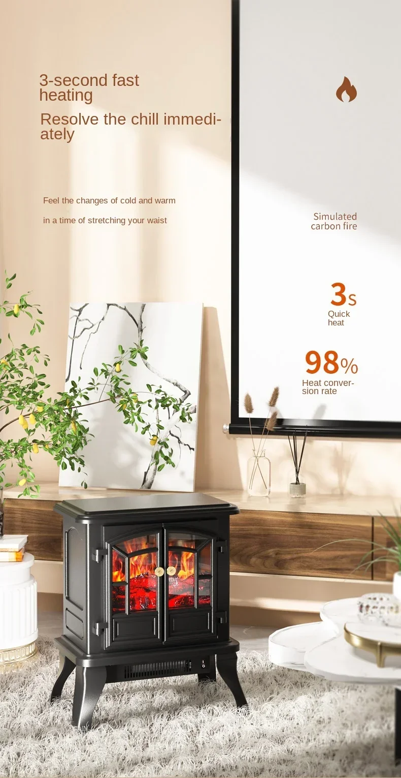 Calentador de chimenea eléctrico de grafeno Camel 3D Flame Mountain, calentador de ahorro de energía para invierno, 220V