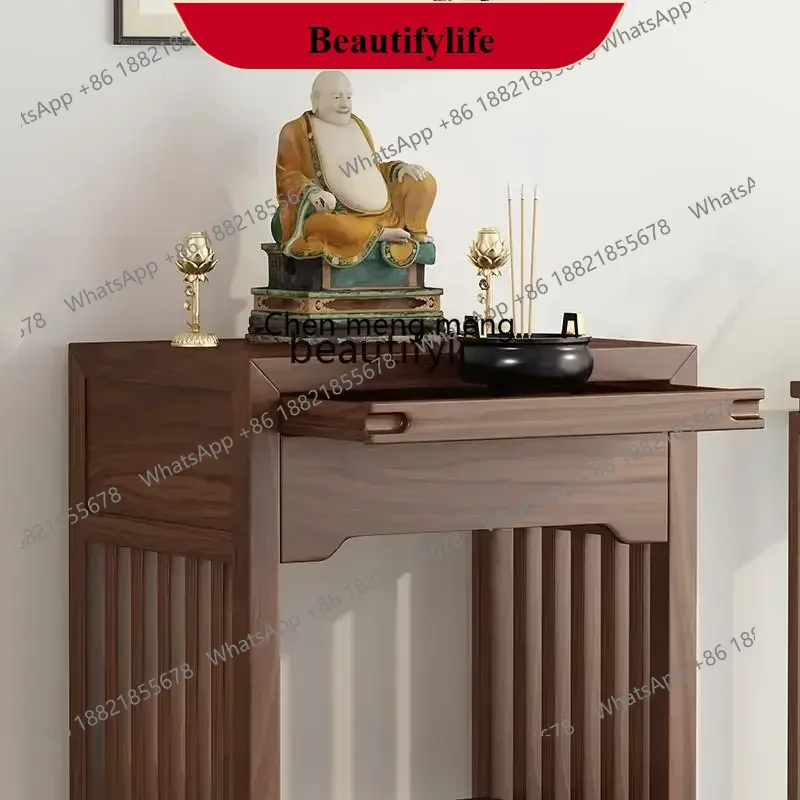 G153 Black walnut incense case living room offering table Solid wood household shrine offering table New Chinese style