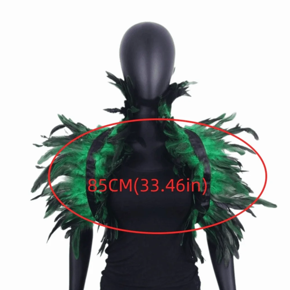 Костюм Роскошная шаль с перьями Хэллоуин Ретро Регулируемая шаль с перьями в стиле панк Готический плечо с искусственным воротником Танцовщица