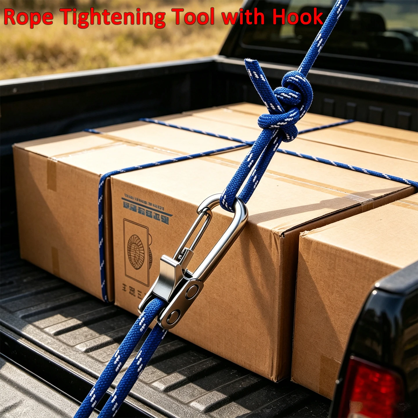 Rope Tightening Tool with Hooks Tensioner Retractable Tie Down Rope Self Locking for Camping Tent Hammock Moving Secure Fastener