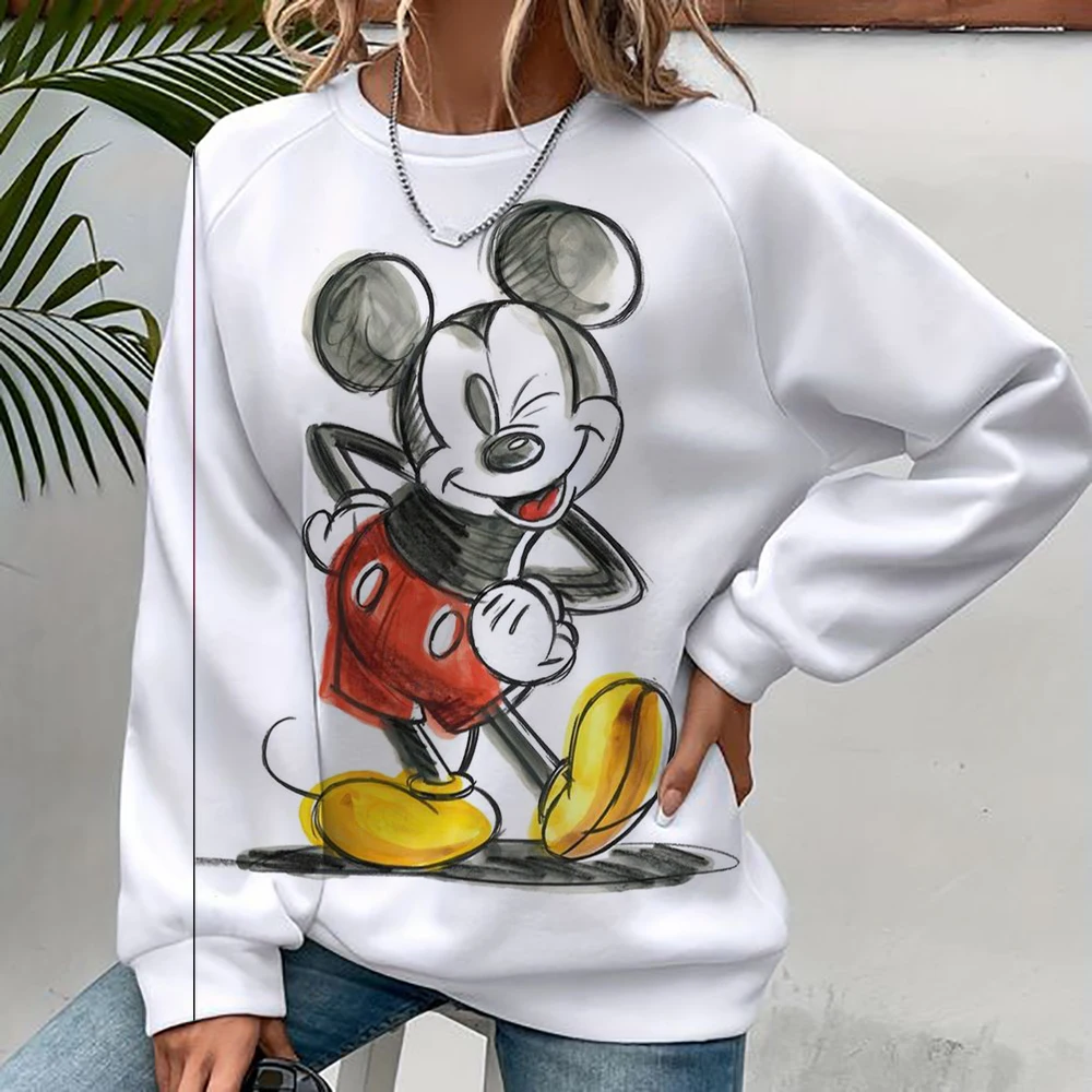 Mickey Mouse Cartoon Anime Women\'s Hoodie Spring and Autumn Edition Women\'s Round Neck Hoodie 2024 New Casual Couple Sportswear