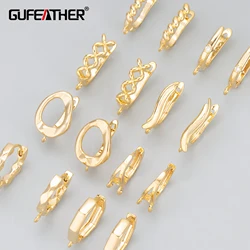 GUFEATHER-MC95 18K Ouro Ródio Banhado Acessórios De Jóias, Sem Níquel, Cobre, Fechos, Brincos DIY, 10Pcs, Lot