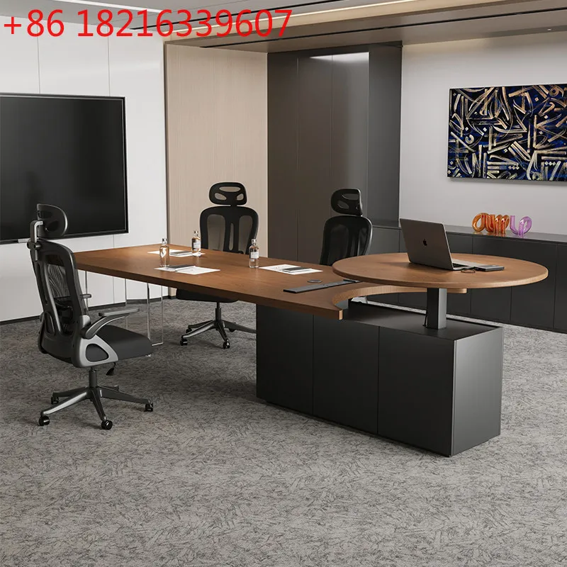 YAO semi-circular solid wood 10-person large conference table light luxury high-end electric lifting desk creativity