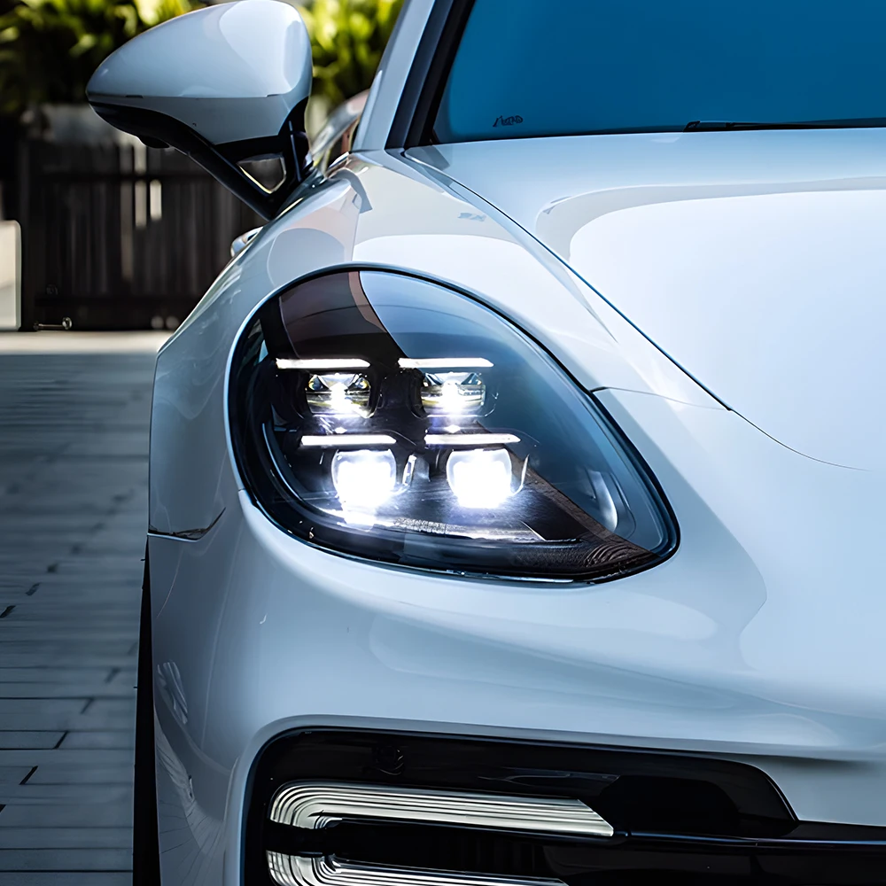 

Автомобильные фары для Porsche Panamera 971 2017-2023, обновленная сборка автомобильных фар, стиль 2024, светодиодный матричный объектив проектора, аксессуары
