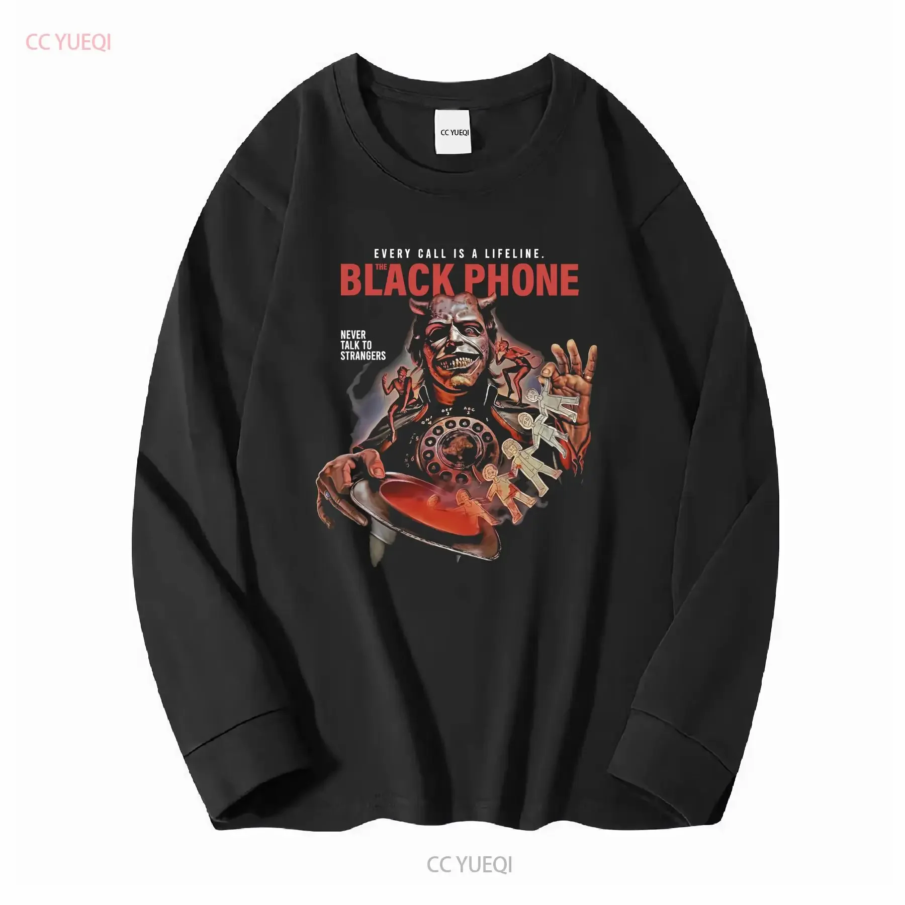 تي شيرت The Black Phone Grabber Horror Movie تي شيرت قطني S 3XL عتيق مغسول مريح ممتد ناعم مصمم ملابس عصرية