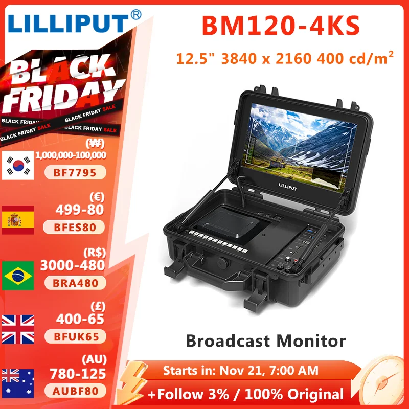 LILLIPUT BM120-4KS BM150-4KS BM280-4KS BM310-4KS carry on 4K broadcast director monitor with suitcase