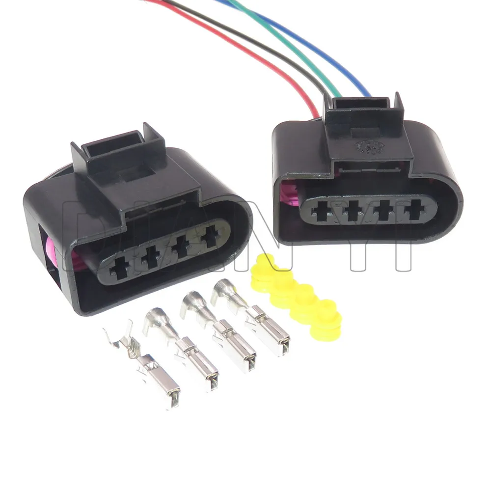 

1 Set 4 Way Car Waterproof Connector AC Assembly 4B0973724 4B0 973 724 Ignition Coil Wire Socket With Pins For VW