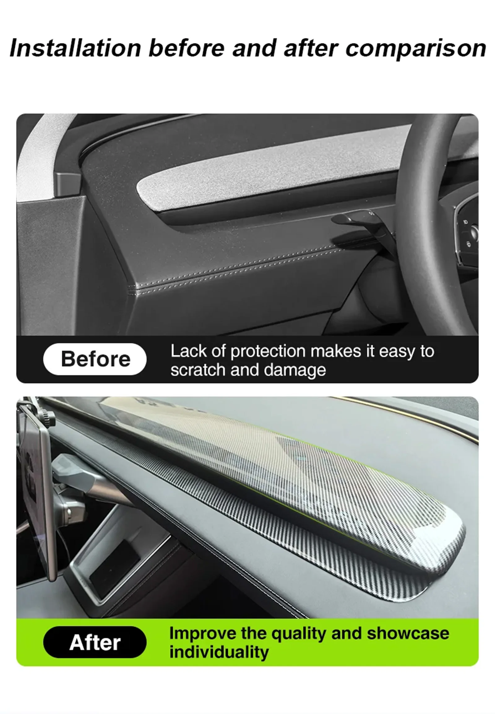 4-teiliger Armaturenbrett-Dekorrahmen für Tesla Model 3 Highland /Y Juniper/YL/YS Luftauslass Original Passform Abdeckung Innenzubehör – Detail 4