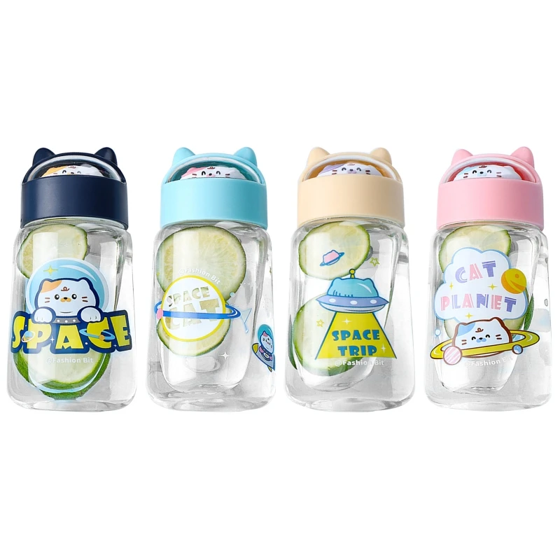 330ml for Cat Ear Sports Water Bottle Plastic Portable Water Cup Dinkware Tarvel Outdoor Camping Juice Milk Cup TOP quality