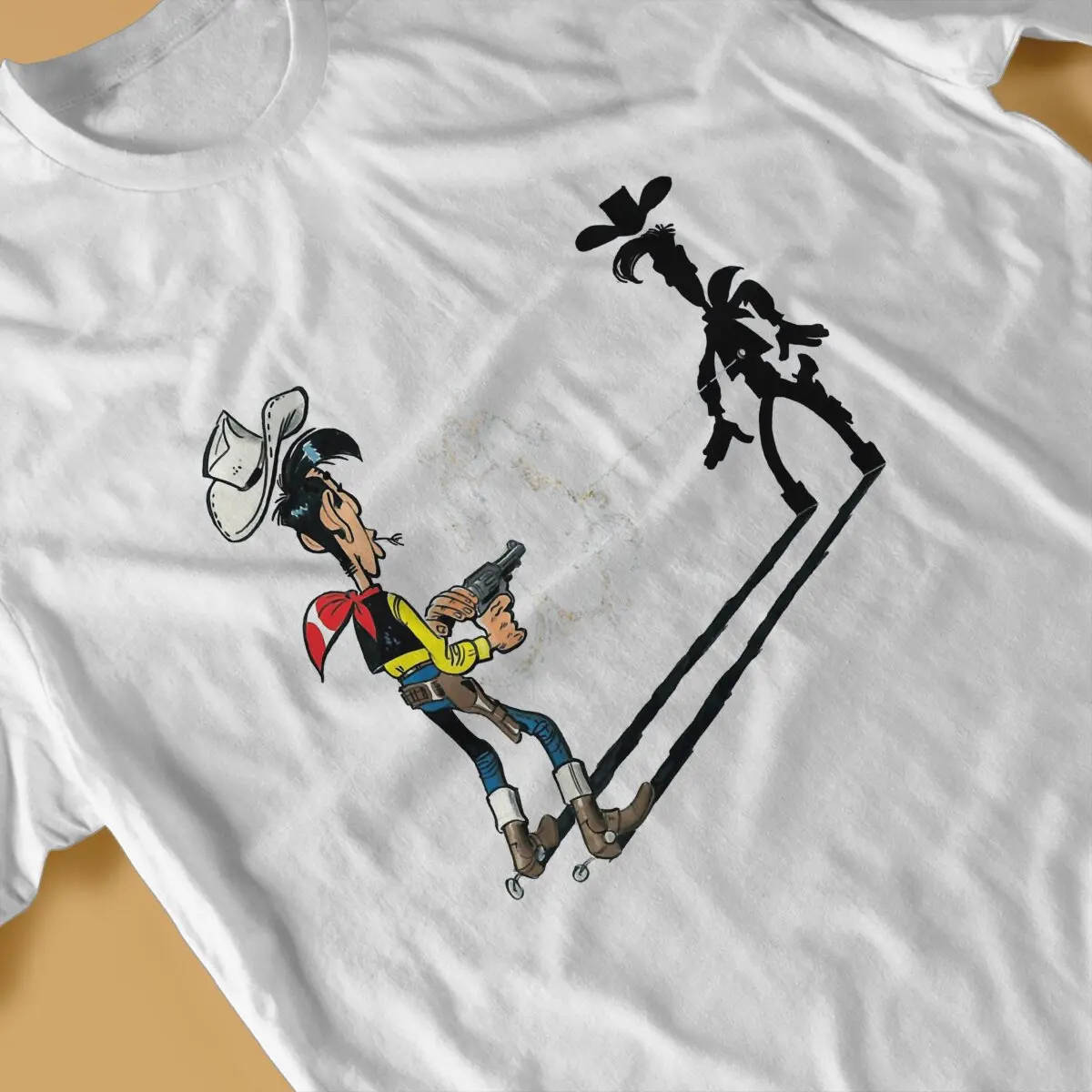 Lucky Luke Cartoon Cool Drawing T Shirt Polyester Grunge Men Tees Summer Clothing Harajuku O-Neck TShirt