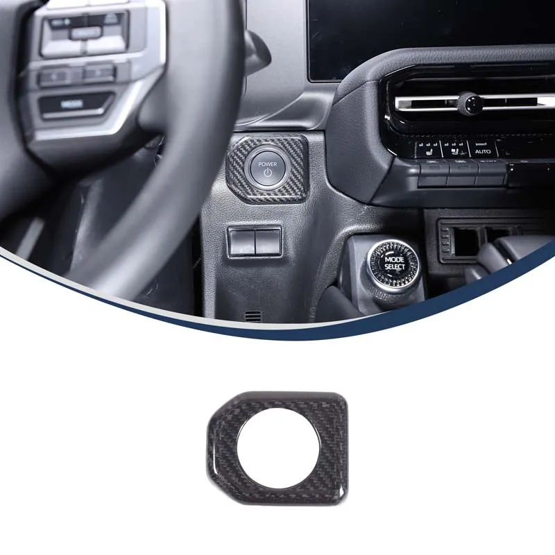 Car One Click Key Trim Sticker Start Button Frame Decorative Real Carbon Fiber For Toyota Land Cruiser Prado LC250 2024-2025