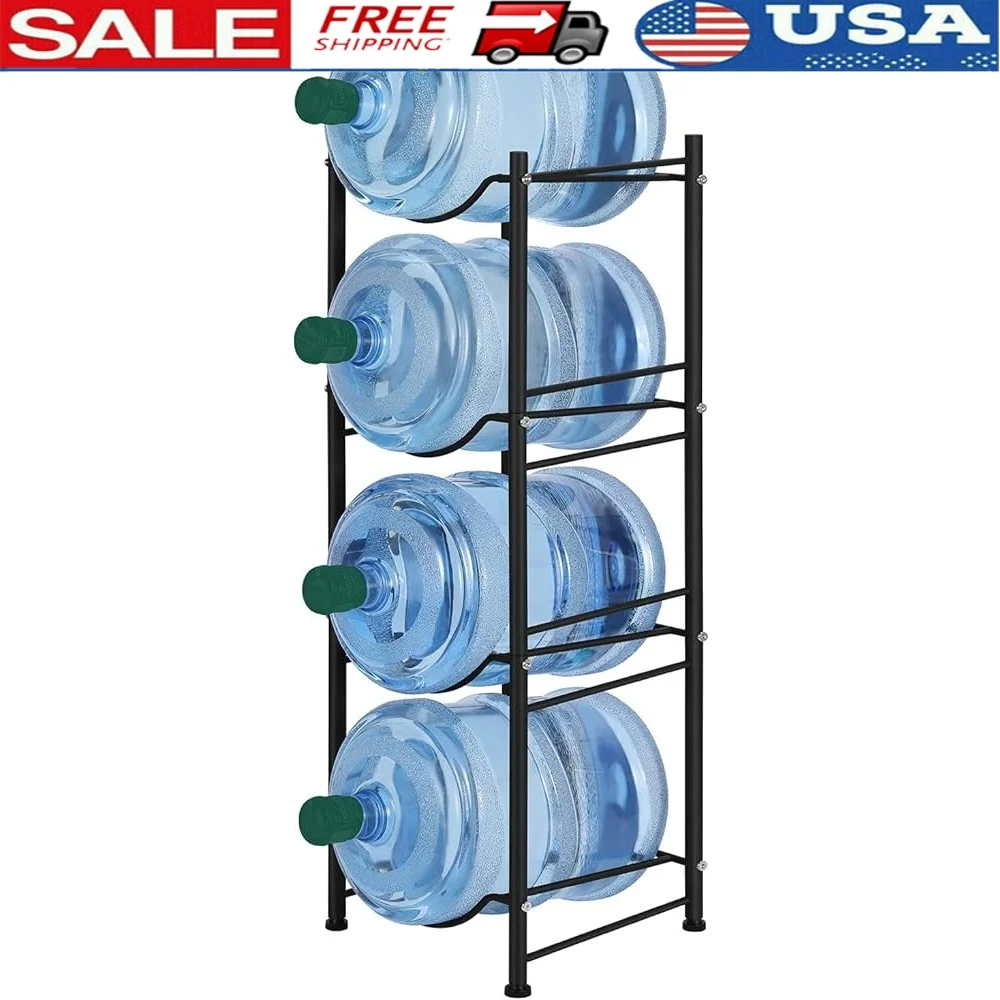 

5 Gallon Water Bottle Storage Rack 4 Tier Metal Jug Holder Organizer Home Kitchen Office Detachable Heavy Duty Shelf