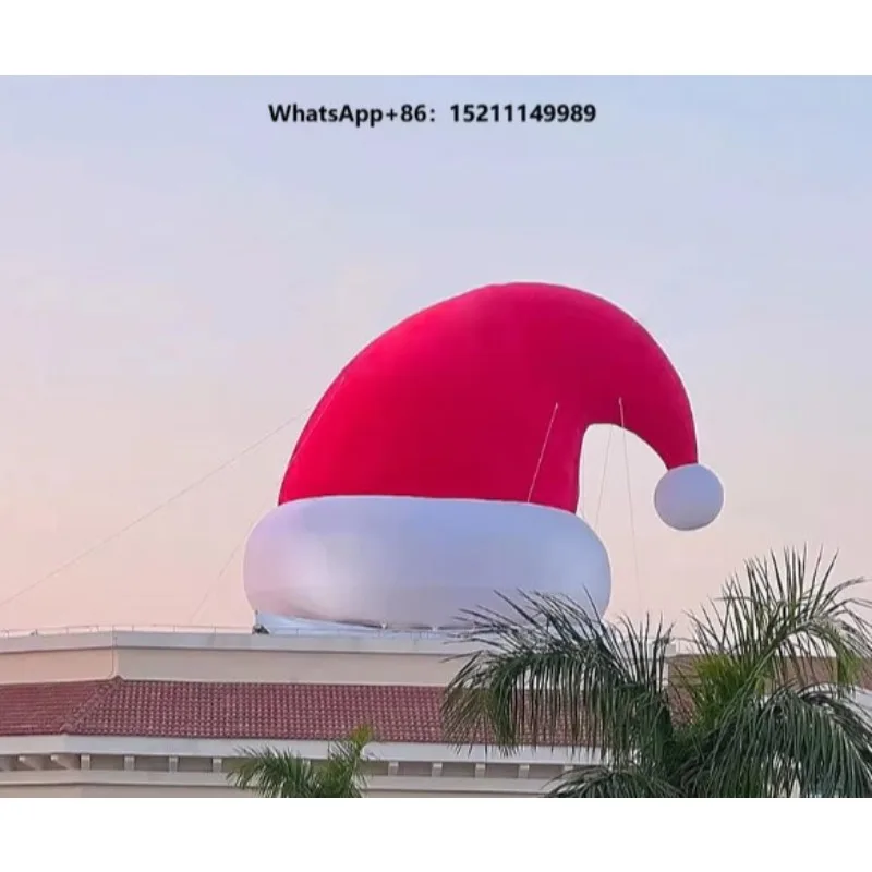 Huge roof Inflatable Red Christmas Santa Claus Hat Holiday Shopping Mall Decoration