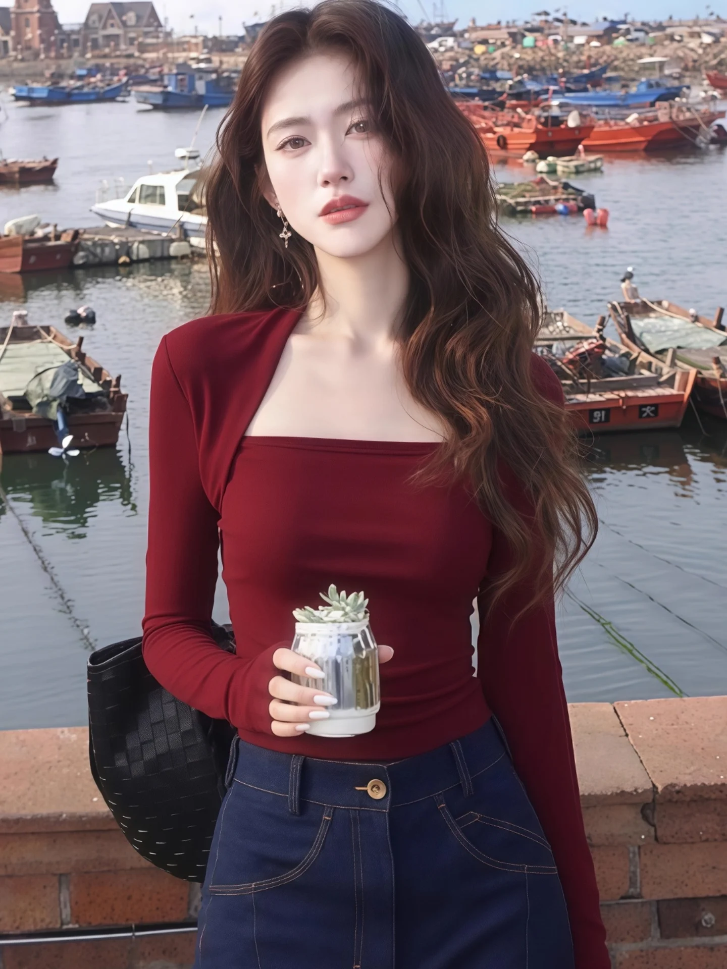 T-shirt lunga con colletto quadrato Sve slim fit da donna Autunno Inverno Strato base garantito irt Evidenziazione sottile Top casual