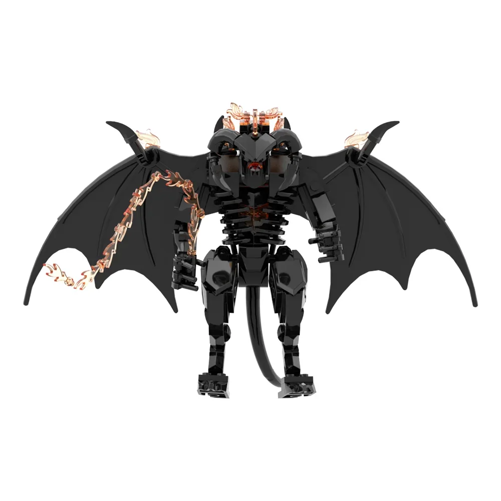 MOC the Rings Balrogs Flames Demons Model Building Blocks Black Monster Demon Creature Characters diy Bricks Toy for Kids Gift