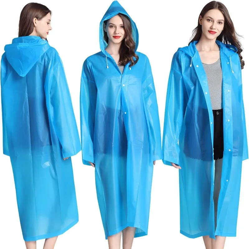 1 Pcs Reusable Rain Poncho for Adults with Hood And Drawstring Emergency Raincoat for Women And Men