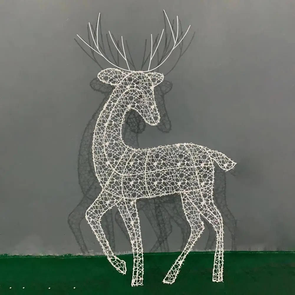 1 Pc/3 Pcs Glowing Christmas Deer Ornament Metal Frame Reindeer Family Outdoor Xmas Decor With Built-in Lights For Yard Lawn