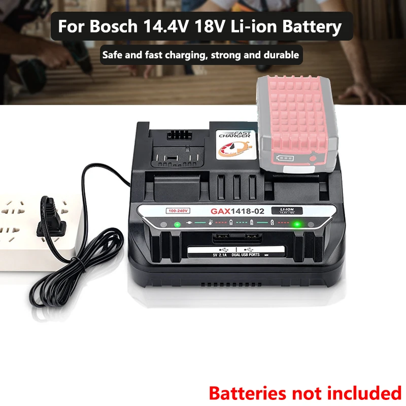 شاحن بطارية ليثيوم محمول مزدوج الشاحن السريع لبوش 18 فولت بطارية ليثيوم أداة الطاقة شاحن بطارية مع منافذ USB مزدوجة #5