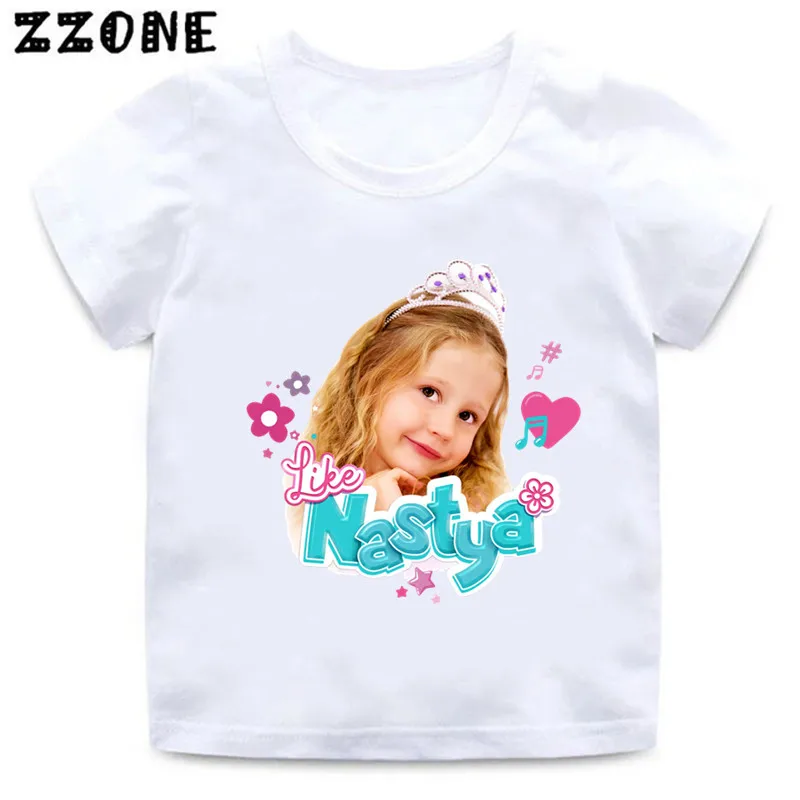 T-shirt Kawaii like Nastya Love Cat pour enfants, vêtements drôles de dessin animé pour filles et garçons, été, Y-ooo5483