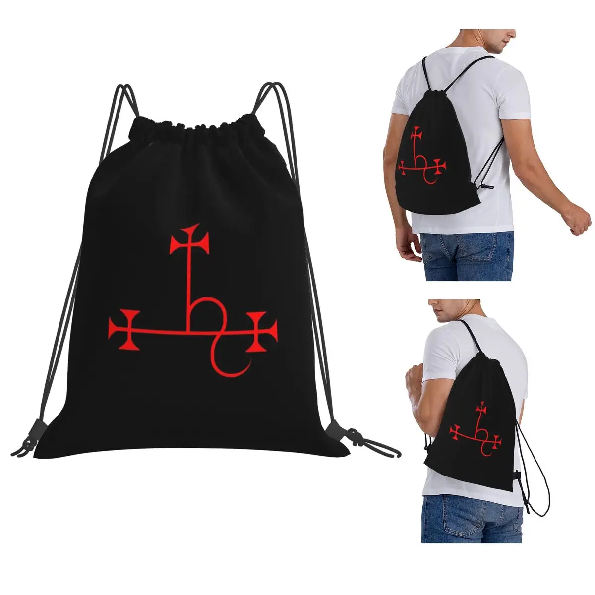 Lilith - Goetia Style Sigil - Uncircled (Red) Poster Backpacks Casual Drawstring Bundle Pocket Sports Bag Book Bags School