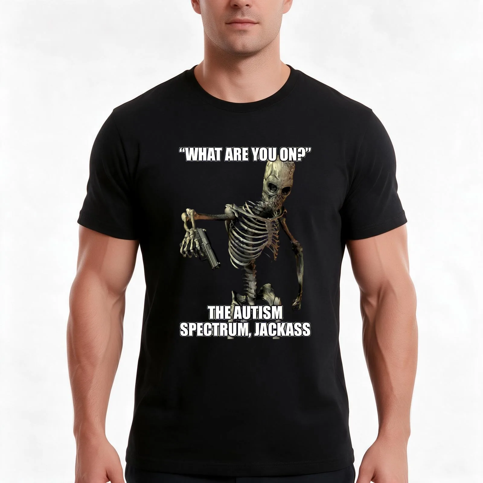 WHAT ARE YOU ON?THE AUTISM SPECTRUM JACKASS meme T-Shirt Summer Casual Cotton Tee Oversized Streetwear Tops Unisex Men Women
