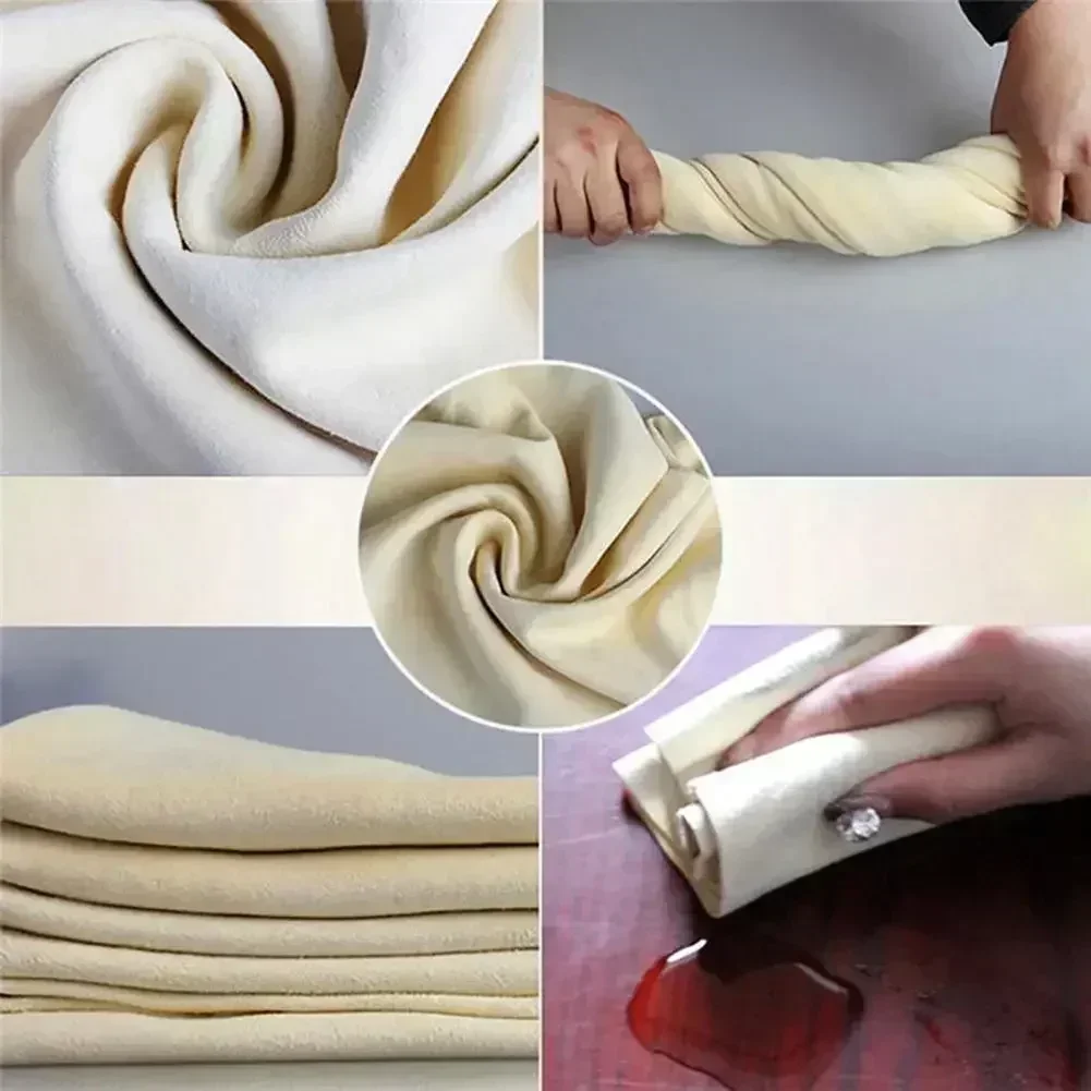 Natural Chamois Leather Car Washing Towels Super Absorbent Car Home Window Glass Drying Cleaning Cloth Quick Dry Car Wash Towel - view 5