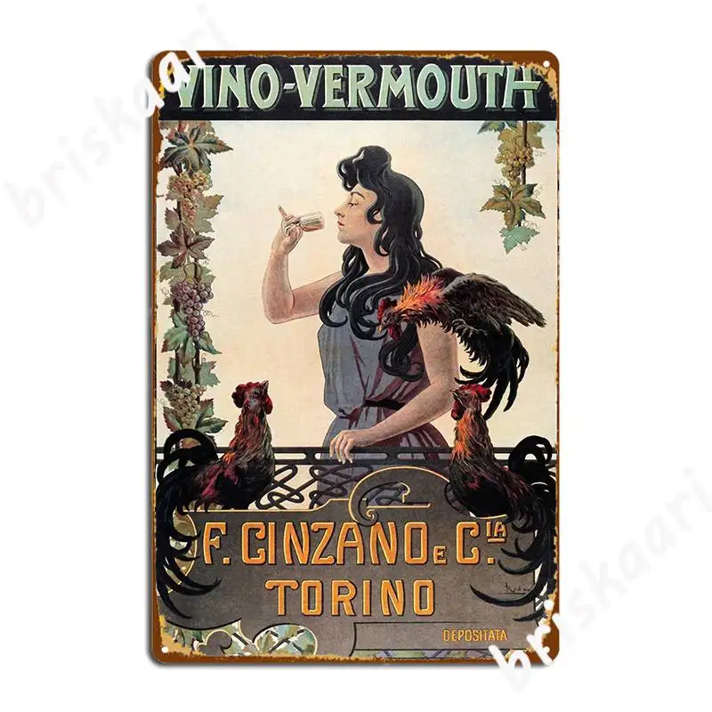 Cinzano Vino Vermouth Torino Vintage Italian Herbal Liqueur Advert Metal Sign Wall Mural Party Plates Retro Tin Sign Poster