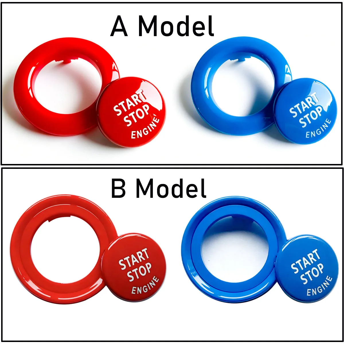 2pcs/set ABS Car Start Stop Engine Push Button Cover+Frame Replacement Fit for BMW 3 5 Z4 X1 X3 Series E90 E92  E89 E60 E84 E83
