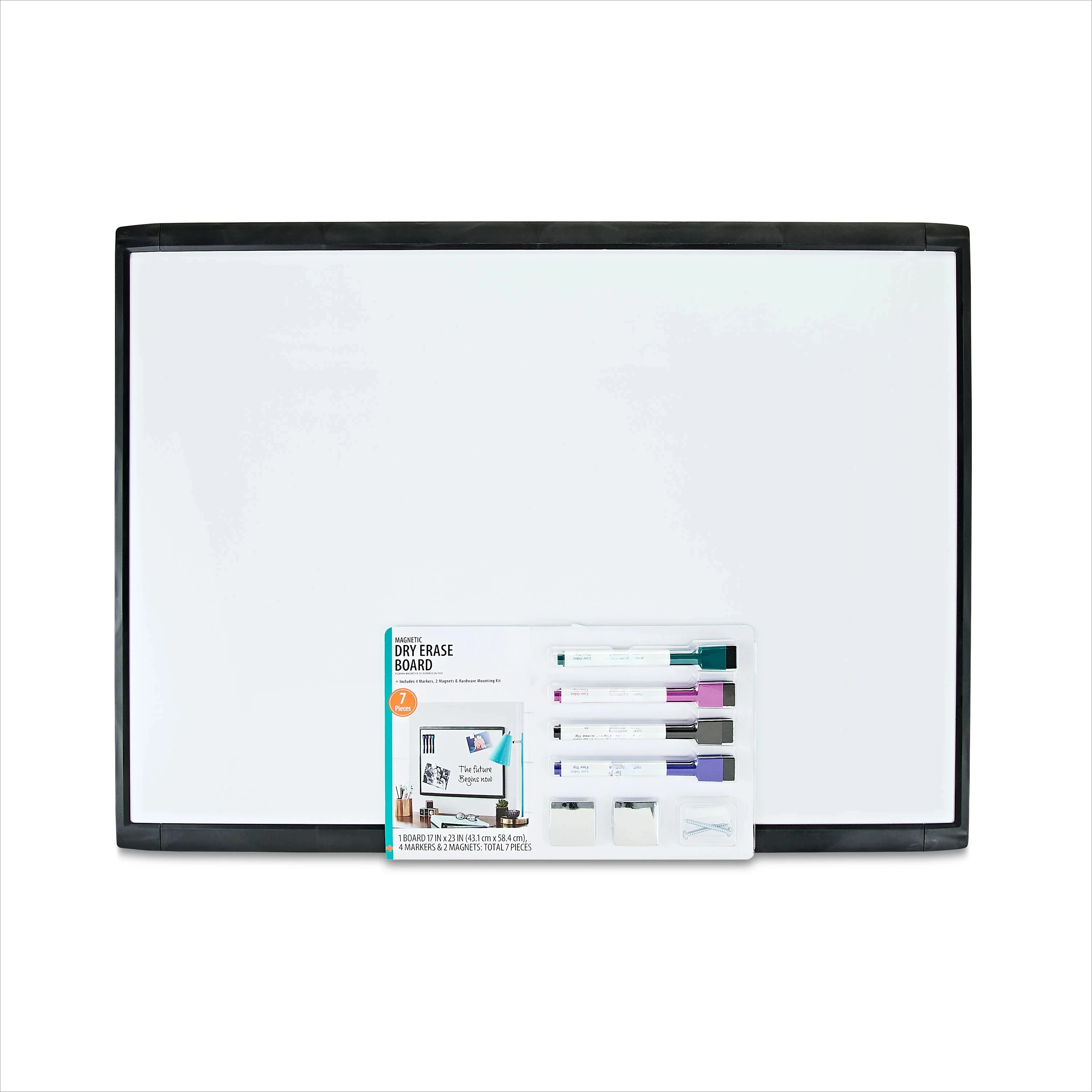 Magnetic Dry Erase Board, Black, Height 17