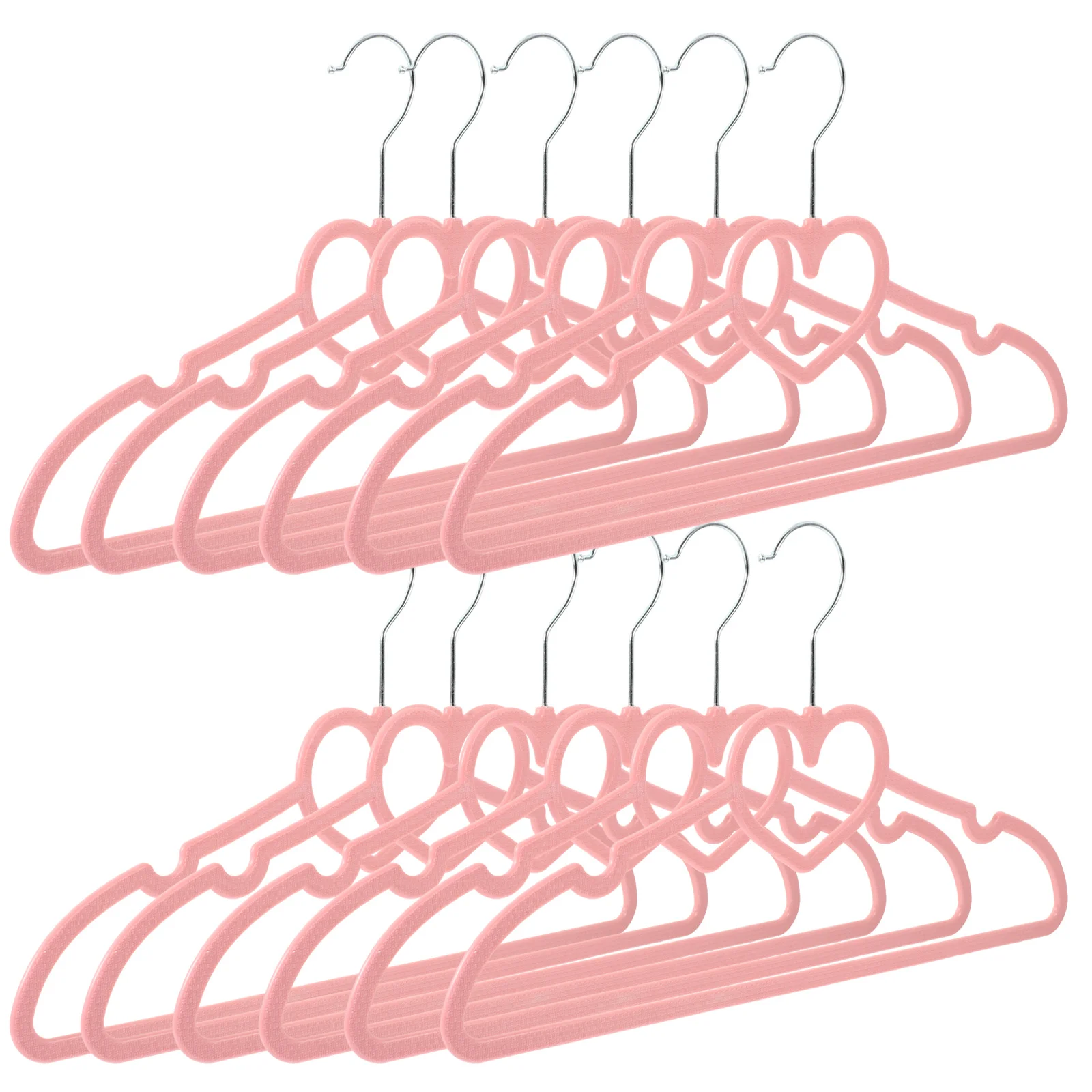 

15pcs Heart Shaped Clothes Hanger Abs Pink Non-Slip Hangers For Home Laundry Clothing Shop Use Practical Plastic Simple